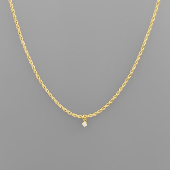 CZ Pendant Rope Chain Necklace